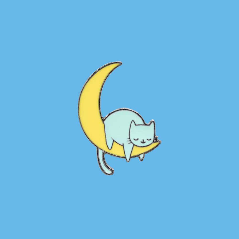 Sleepy Cat Moon Enamel Pin